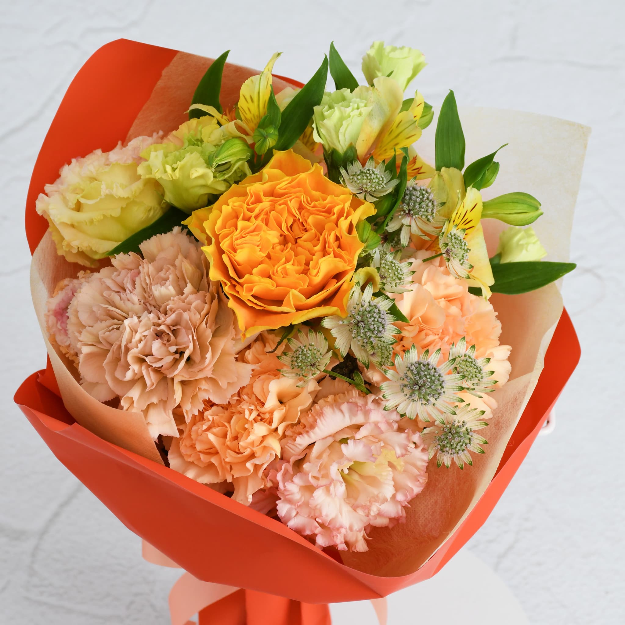 【母の日】カーネーションとバラのブーケ オレンジ