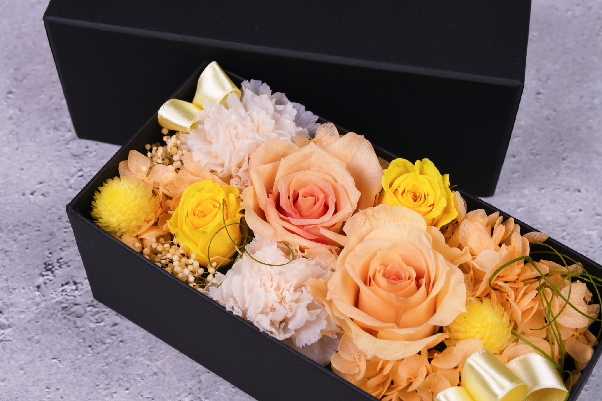 プリザーブドフラワーBOX】YELLOW(黄色)/Sロング