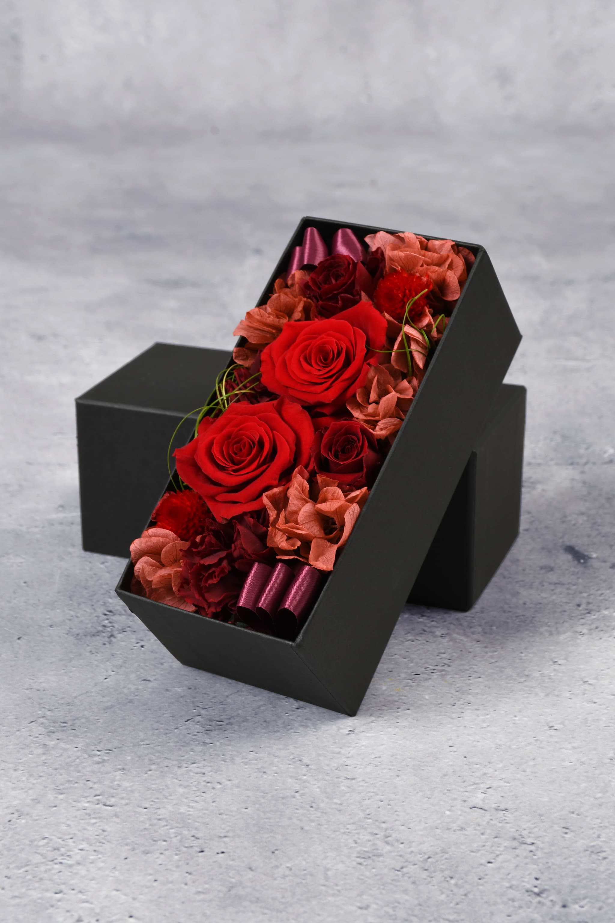 プリザーブドフラワーBOX】RED(赤)/Sロング
